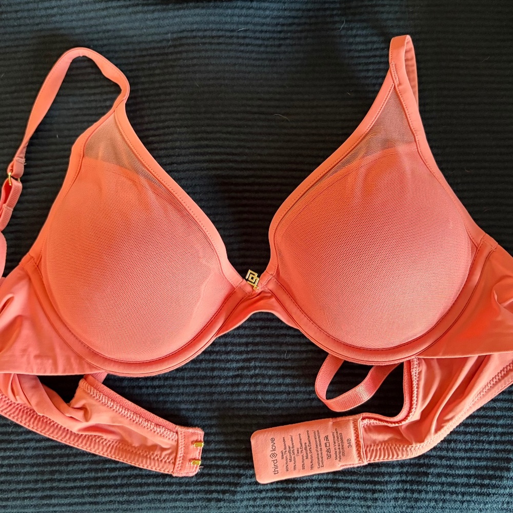 ThirdLove 24/7 Uplift Plunge Bra - 34B  (Color: CORAL)